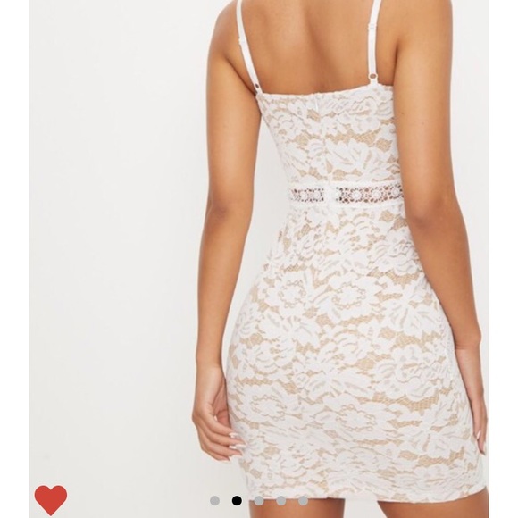 white strappy lace contrast bodycon dress